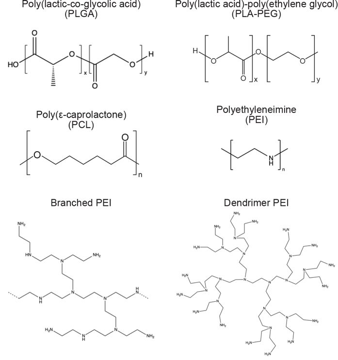 Figure 3: Structures of typical synthetic polymers forming nanoparticles for drug delivery in Alzheimer’s disease.