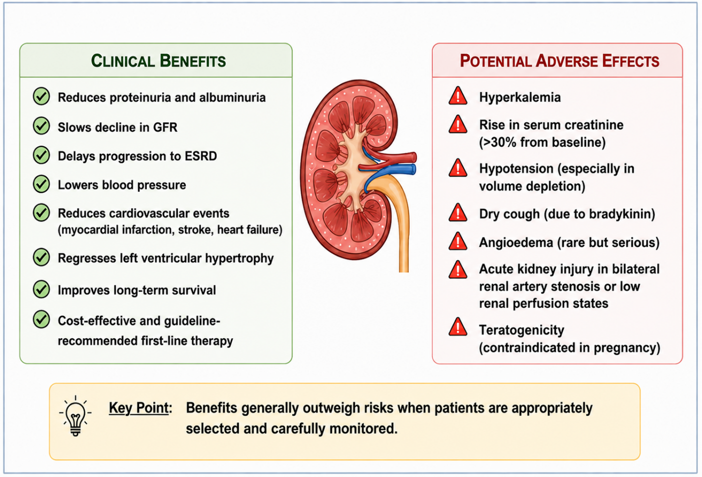 Figure 3: Clinical effects and adverse effects of ACE inhibitors.