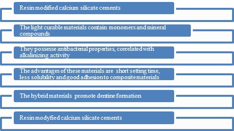 Figure 1: Basic properties of resin-modified calcium silicate cements.