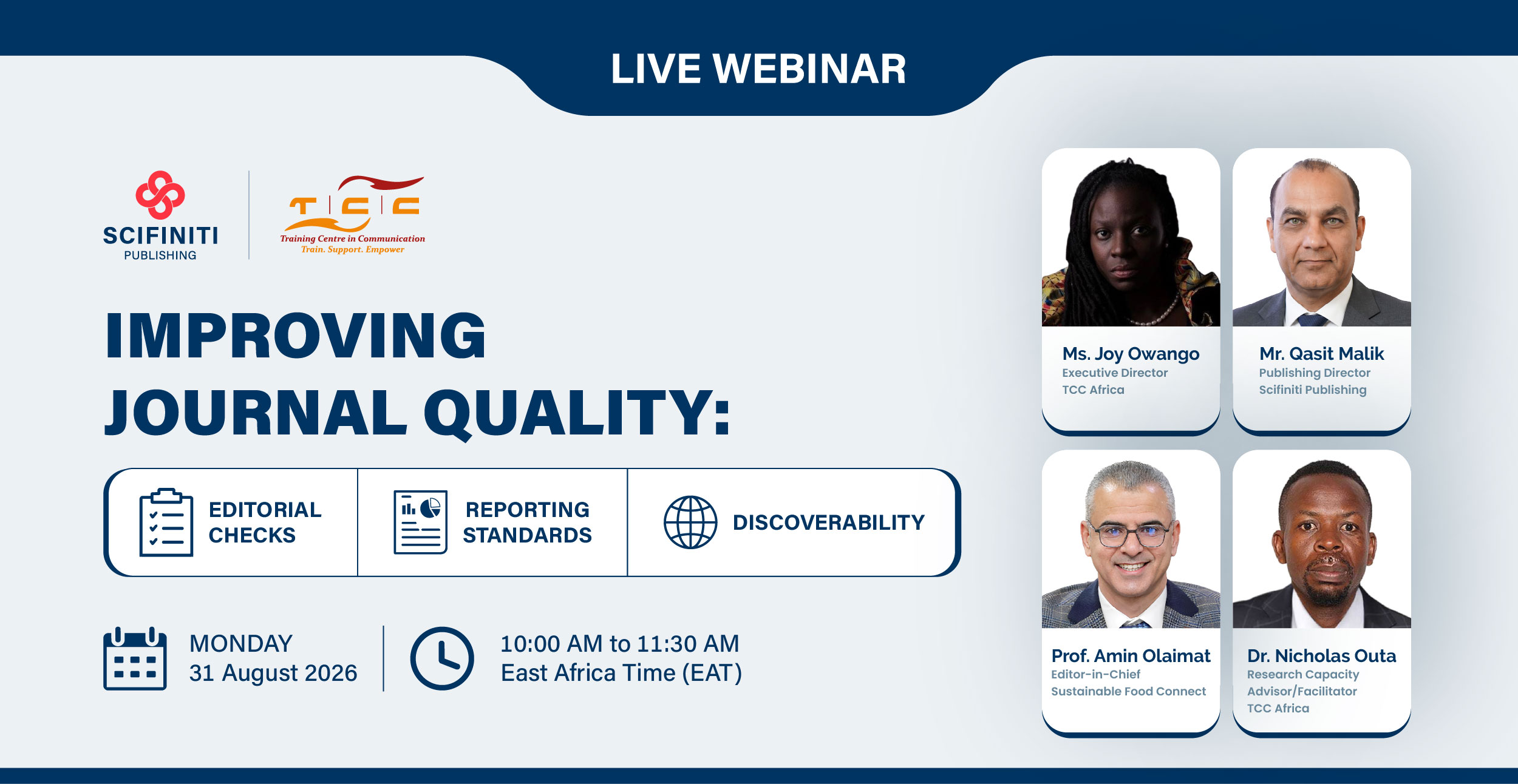 TCC Africa and Scifiniti to Host Webinar on Improving Journal Quality, Reporting Standards, and Discoverability