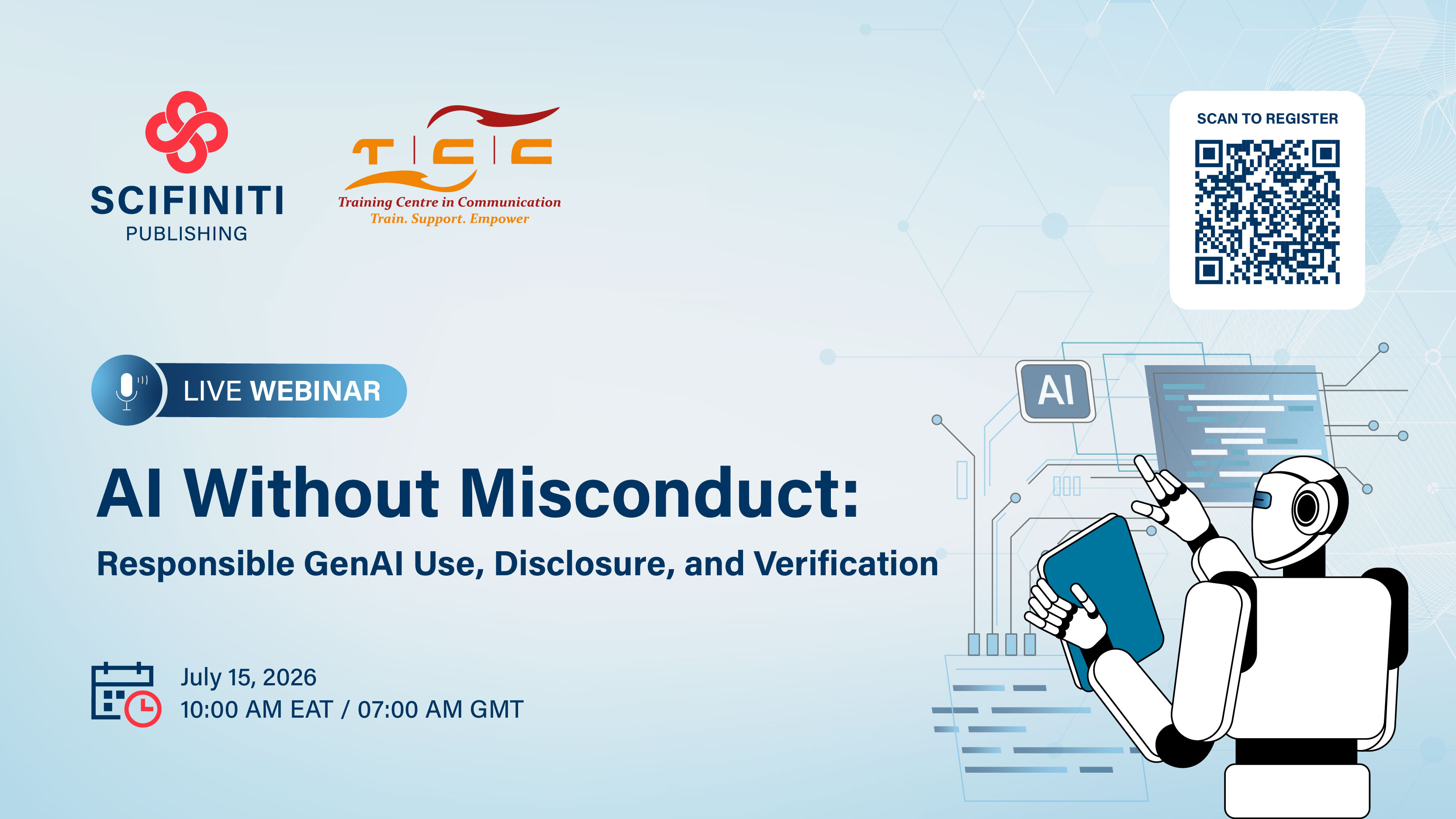 Scifiniti Publishing and TCC Africa to Host Webinar on Responsible GenAI Use, Disclosure, and Verification
