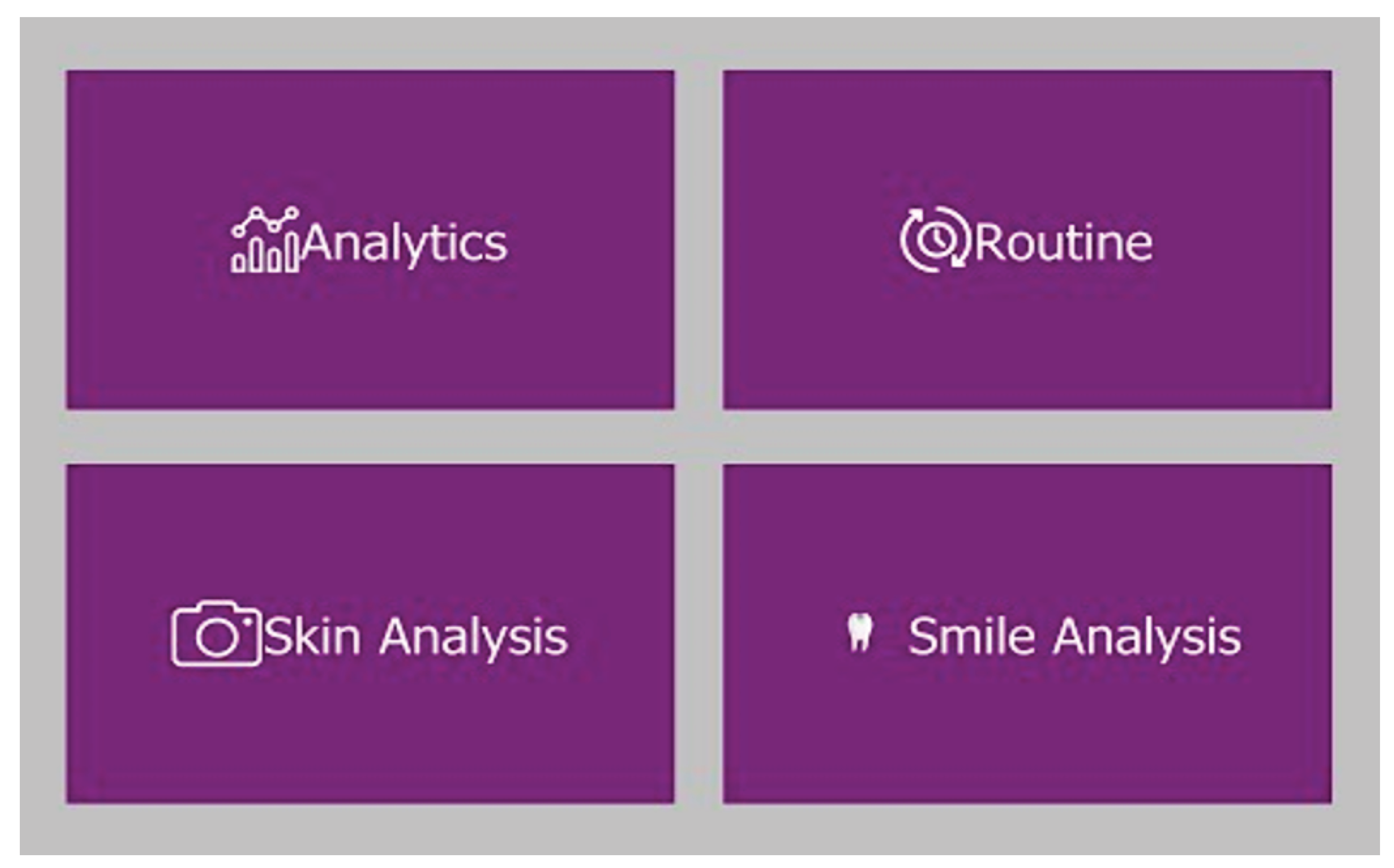 Figure 5: UI layout for an assistive diagnostic application. This study focuses on the Smile Analysis feature.
