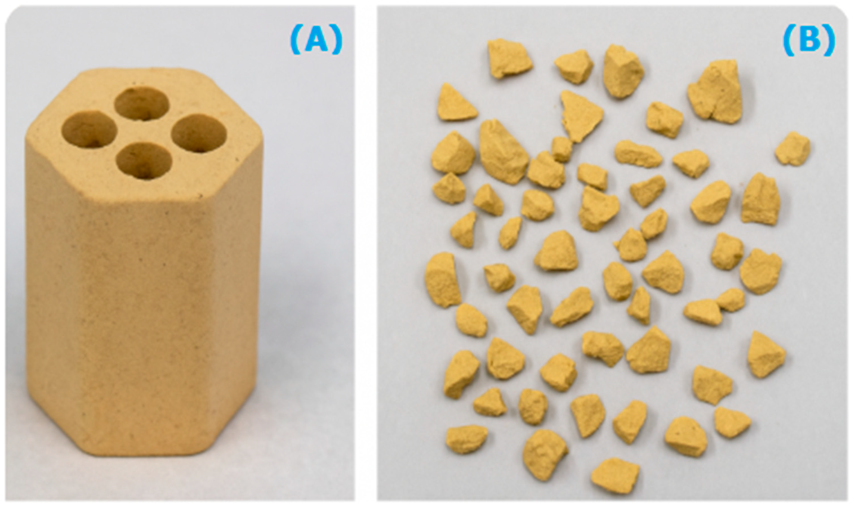 Figure 1: <p>Fresh Catalyst (<strong>A</strong>) Pellet and (<strong>B</strong>) Particle.</p>
